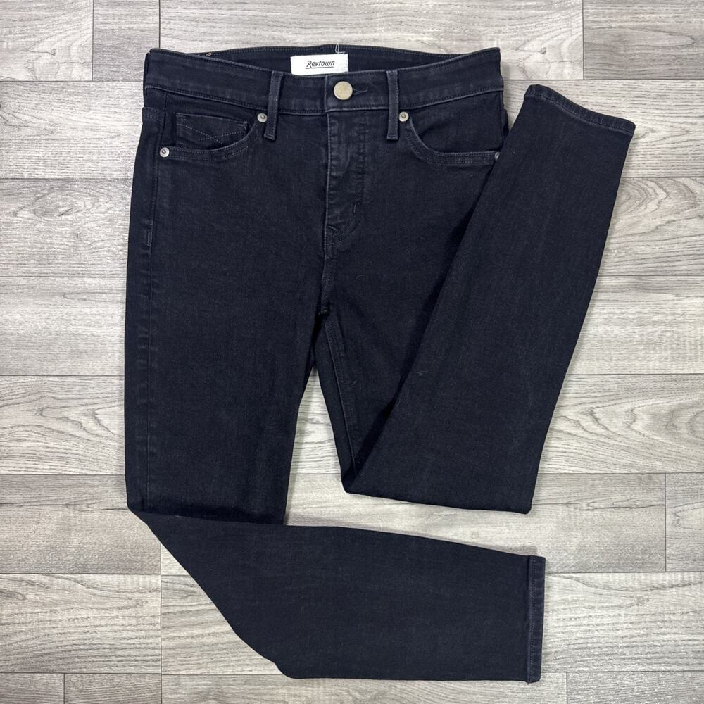 Revtown Skinny Denim Jeans Mid Rise Black Wash sz 27 Ankle